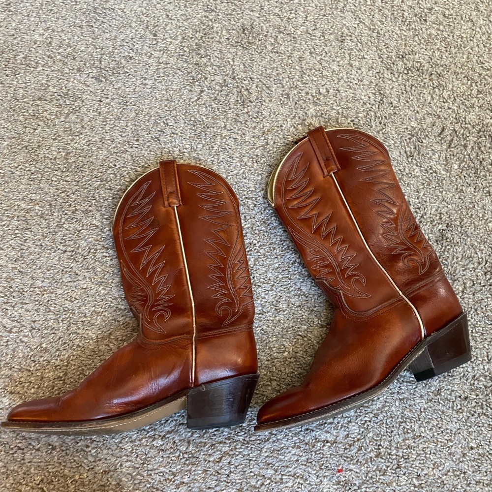 Vintage Brown Leather Cowboy Boots
